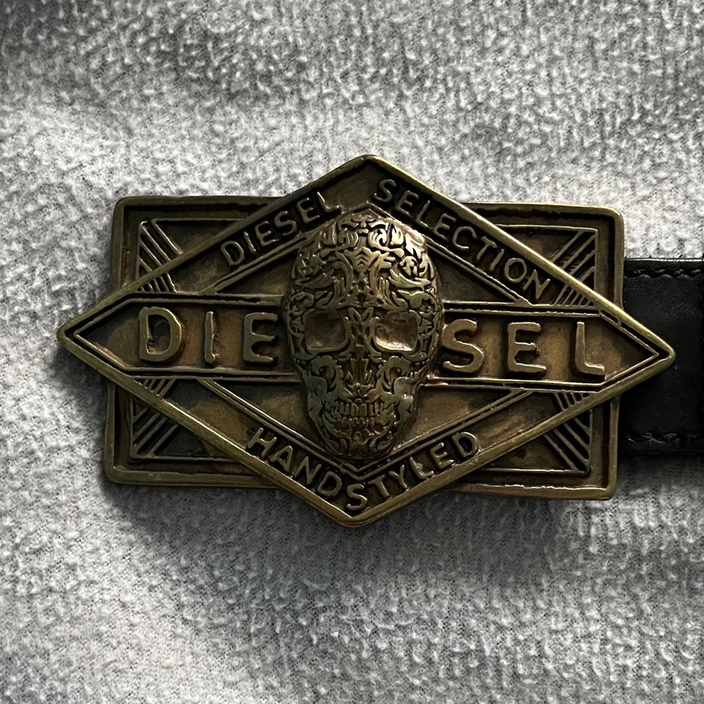 Diesel Gold Skull Belt Buckle